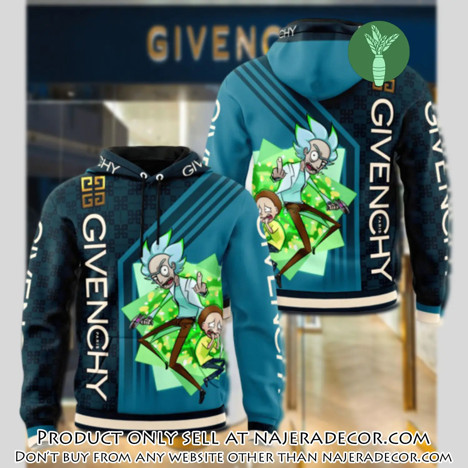 Givenchy rick and morty unisex hoodie luxury brand gifts  jh2011 njr2601569